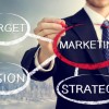 Businessman circling a marketing bubble